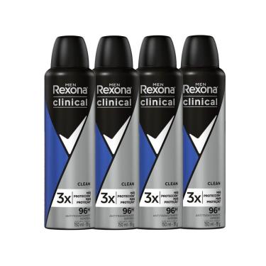 Imagem de Kit Desodorante Antitranspirante Aerosol Rexona Clinical Clean Men 91g - 4 Unidades