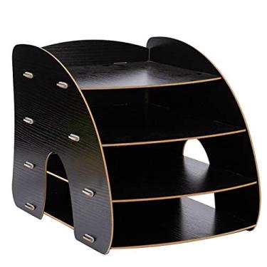 Imagem de Supordu Organizador de arquivos em formato de com várias camadas A4 para revistas de livros e escritório e casa (Preto)