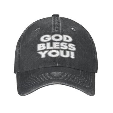 Imagem de Boné de beisebol original God Bless You chapéu vintage estruturado lavado para mulheres boné de caminhoneiro ajustável preto, Preto, G