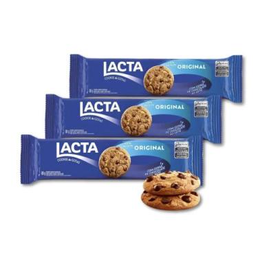 Imagem de Cookies Chocolate Ao Leite Lacta Kit 3 Pacotes De 80G