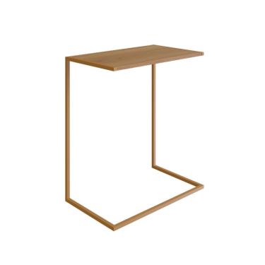 Imagem de Mesa Lateral Retangular Complementos Hanover e Dourada 67x58 cm