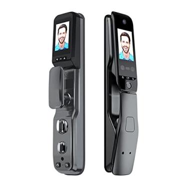 Imagem de Impressão digital 3D Face Recongintion Fingerprint Fechadura inteligente de porta com controle remoto Fechadura digital Tela sensível ao toque sem chave (cor: A, tamanho: 30X388MM) small gift