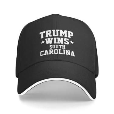 Imagem de Boné de beisebol original Trump 2024 WINS South Carolina Truckers ajustável para homens/mulheres boné de caminhoneiro preto, Preto, G