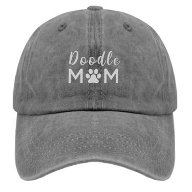 Imagem de Boné de beisebol Doodle Mom Trucker Hat para adolescentes retrô bordado snapback, Cinza pigmento, Tamanho Único