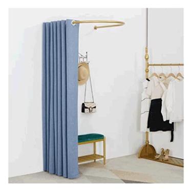 Imagem de Guarda-roupa Vestiário portátil Economize espaço vestiário cortinas blackout grossas divisória de privacidade negrito tipo u prateleira estável e durável armário