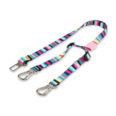 Imagem de Dog Trip Brasil Cinto de Segurança Pet Duplo Universal para Cachorro Gato com Gancho Trava de Segurança Cães Gatos Carro Coleira Adaptador Porte Ajustável Estampa (Oahu)