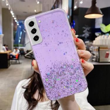 Imagem de Brilhante Bling Glitter Star Clear Soft Phone Case Capa para Samsung Galaxy A14 A34 A54 S23 A04e S21 FE S22 A13 A53 A73 A33 5G A04S, Roxo, Para s22 ultra