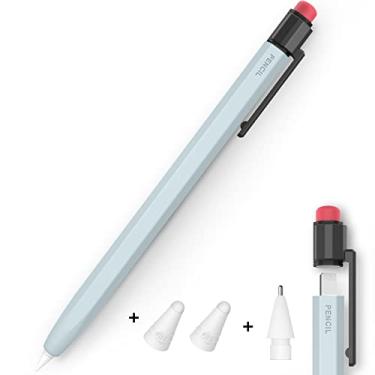 Imagem de LJFLYXRI Compatível com capa de silicone Apple Pencil 1ª geração, prevenção de enrolamento, sensação de silicone confortável perfeita com capa protetora de clipe de caneta com ponta de substituição e