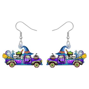 Imagem de DALANE Brincos de acrílico para presente de Halloween, carro, caminhão, pingente, chapéu de bruxa, joia de abóbora para mulheres, meninas, lembrancinhas de festa, Medium, Acrílico, Sem pedra preciosa