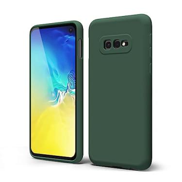 Imagem de oakxco Capa de telefone projetada para Samsung Galaxy S10e com aderência de silicone, capa de telefone de gel de borracha macia para mulheres e meninas, fina, flexível, protetora, TPU 5,8 polegadas, verde escuro