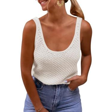 Imagem de Saodimallsu Camiseta regata feminina moderna de verão, gola redonda, casual, sem mangas, sexy, frente única, básica, Branco cremoso., GG