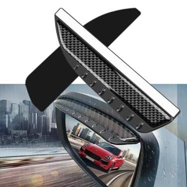 Imagem de YongMing Protetor de viseira espelhado, textura de fibra de carbono, espelhado, retrovisor, sobrancelha, visor, espelho, viseira universal para a maioria dos veículos, caminhões, SUV, 2 peças, preto