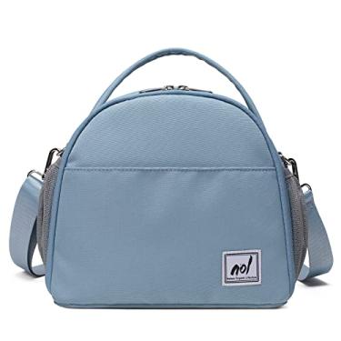 Imagem de Bolsa de almoço infantil térmica bolsa térmica para mulheres meninas nylon impermeável leve lancheira organizadora (azul escuro)