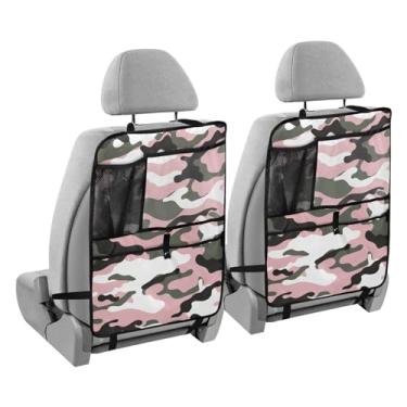 Imagem de Yuiboo Organizador protetor de banco traseiro de carro com tablet comporta camuflagem rosa branco banco traseiro organizador de carro tapete infantil