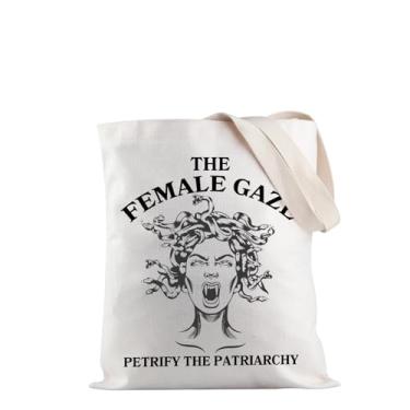 Imagem de JXGZSO Bolsa de compras feminist Witch The Female Gaze Petrify the Patriarchy Tote Bag Equality Tote Bag Women's Rights Gift, Bolsa feminina Gaze, One Size