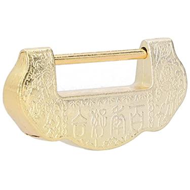 Imagem de Fechadura da Porta Cadeado Antigo Chinês Conjunto de Chave de Bloqueio para Caixa de Jóias (Cor de latão)