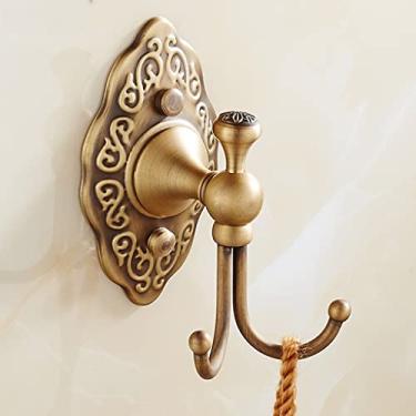 Imagem de Conjunto de acessórios de banheiro antigo, suporte de lenços de cobre, cesta de lenços, escova de vaso sanitário, gancho para casaco, rede de sabonete, anel de toalha, secador de cabelo (gancho para