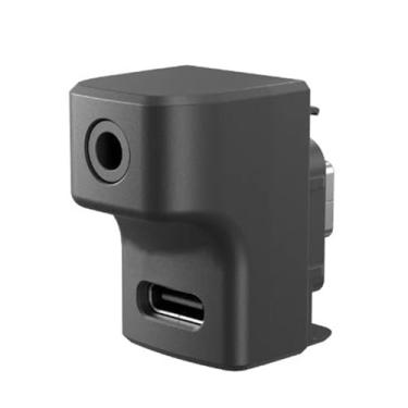 Imagem de Adaptador de áudio compatível com Insta360 Ace Pro/Ace, para entrada de adaptador de microfone Insta 360 Ace Pro/Ace (vertical) para microfones externos tipo C e portas de áudio de 3,5 mm