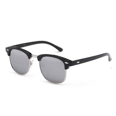 Imagem de 2024 moda semi sem aro polarizado óculos de sol das mulheres dos homens meia armação óculos de sol clássico uv400, c03 preto prata