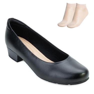 Imagem de Sapato Scarpin Modare Salto Baixo Grosso 7032.500 Cor:Preto;Tamanho:33;Gênero:Feminino