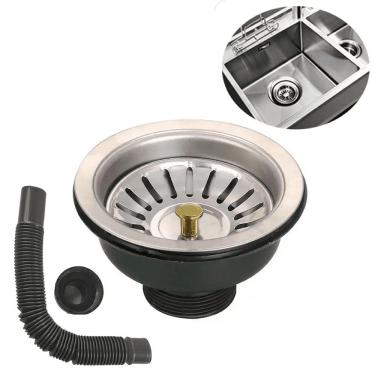 Imagem de Ralo Valvula Dreno Pia 10X10 Filtro Sifao Tubo Cesto Cozinha