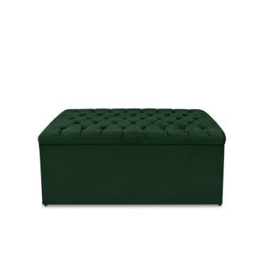 Imagem de Calçadeira Baú Estofada Dunas Solteiro 90 Cm - Veludo Verde