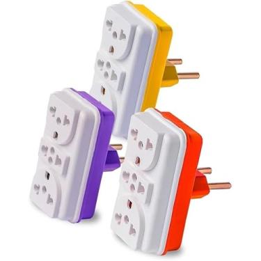 Imagem de Kit com 03 Adaptadores Tomada Benjamim T Com 3 Entradas Multiplicador de Tomadas 10A 20A Até 250v Bivolt -