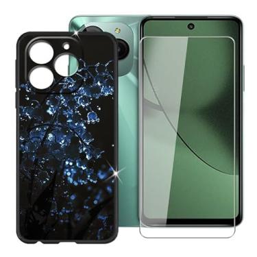 Imagem de Capa para celular BLU Bold K10 (16.8 cm) + protetor de tela, capa à prova de choque capa de silicone macio TPU antiarranhões + vidro temperado - Bluebell