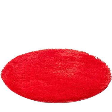 Imagem de Kekon Tapetes ultramacios, modernos, redondos, macios, antiderrapantes, tapetes sedosos para sala de estar, quarto, crianças, quarto de bebê, berçário e animal de estimação, 2 m, vermelho