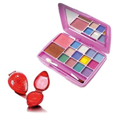 Imagem de Maquiagem Infantil, Paleta de Sombras e Brilho Labial Batom Morango, Presente Para Crianças, Maquiagem Juvenil, Modelo Rosa