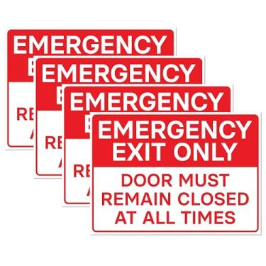 Imagem de Placas de vinil autoadesivas de 17 x 12 cm para portas de saída de emergência (pacote com 4)
