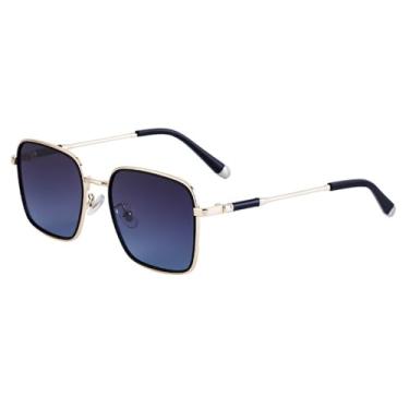 Imagem de JRLLFD Óculos de sol gradiente masculino retro quadrado metal óculos quadro rua tiro decoração proteção solar sunnies, 3, um tamanho