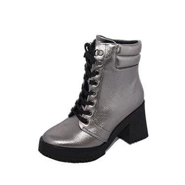 Imagem de Coturno Feminino Vizzano Metalizado Tratorado Prata - 35