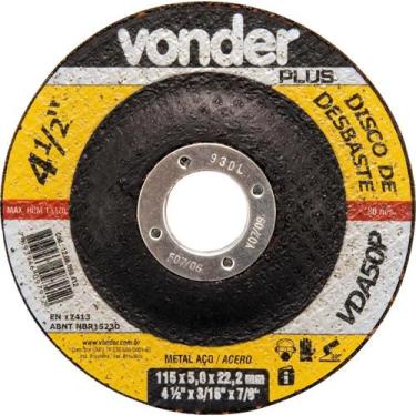 Imagem de Disco De Desbaste 114,3x5,0x22,22 Para Aço Carbono Vda50p - - Vonder P
