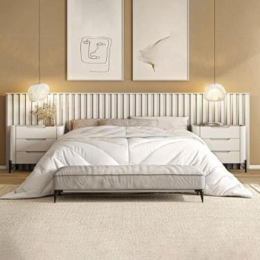 Imagem de Conjunto Cabeceira Super King 400cm c/ 2 Mesas de Cabeceira - Casa Lar