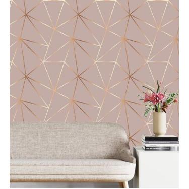 Imagem de Papel de Parede 10 Metros Geométrico Gold Carmim para Quarto e Sala - 