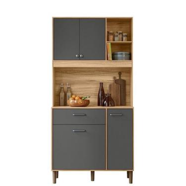 Imagem de Cozinha Compacta Nicioli Erva Doce 4 Portas 1 Gaveta, Freijo/Chumbo