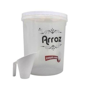 Imagem de Pote Para Arroz 5,8 L Redondo Com Tampa De Rosca E Medidor Branco Nitr