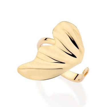 Imagem de Anel rommanel banhado ouro 18k feminino aro aberto meia asa borboleta 