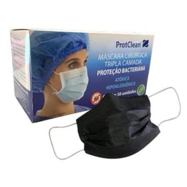 Imagem de Kit 100 Máscara Cirúrgica Tripla Preto Protclean