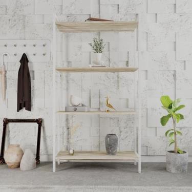 Imagem de Estante para Livros Industrial Aço Multiuso 4 Prateleiras 146cmx80cm A