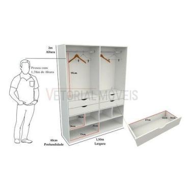 Imagem de Armário Arara Gaveta Sabrina M10 100% Mdf (closet Gaveta) - VETORIAL M