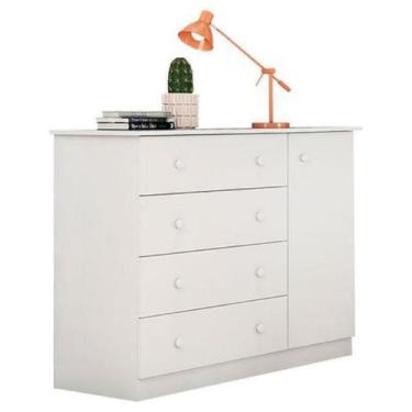 Imagem de Cômoda Sapateira Infantil Flat Mel 100% MDF Branco 4 Gavetas - Phoenix