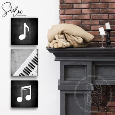 Imagem de Quadros Decorativos para Músicos Instrumentos Musicais e Notas Musicai