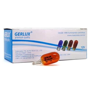 Imagem de Kit 10 Lâmpadas T10 12V Laranja Âmbar Inmetro Gerlux Lanterna Meia Luz