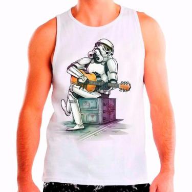 Imagem de Regata Masculina Branca Star Wars Trooper Violão 18 - DESIGN CAMISETAS