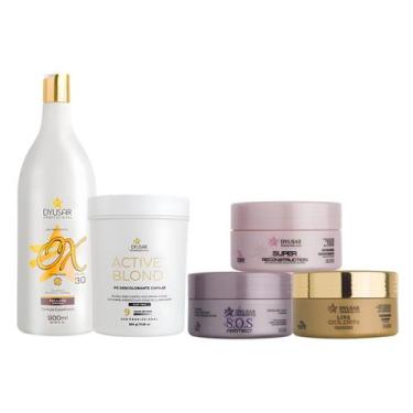 Imagem de Kit Cronograma Capilar + Pó Descolorante Active + OX 30 Vol - Dyusar  