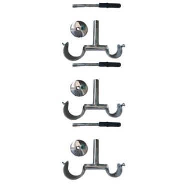 Imagem de Kit 3 Suporte Duplo Alumínio Varão para Teto 19/28mm - ART DECORAR, Cr