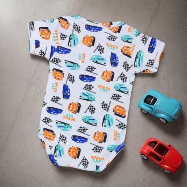 Imagem de Body para Bebê Manga Curta Estampadinho Super Carros Branco - Era Uma 