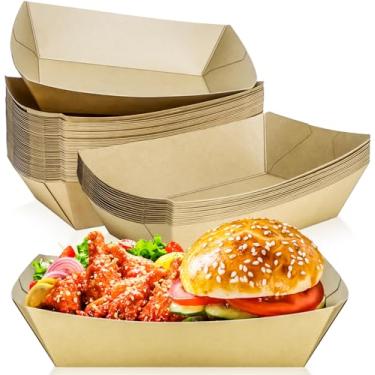 Imagem de MotBach Pacote com 30 bandejas de papel extra grandes de 2,3 kg, papel descartável, resistente à gordura, para alimentos, barco, papel resistente, bandeja para servir comida para churrasco,